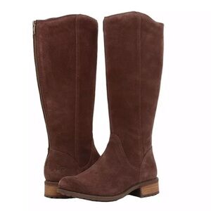 UGG brown suede riding knee high Seldon boots zip up 8.5